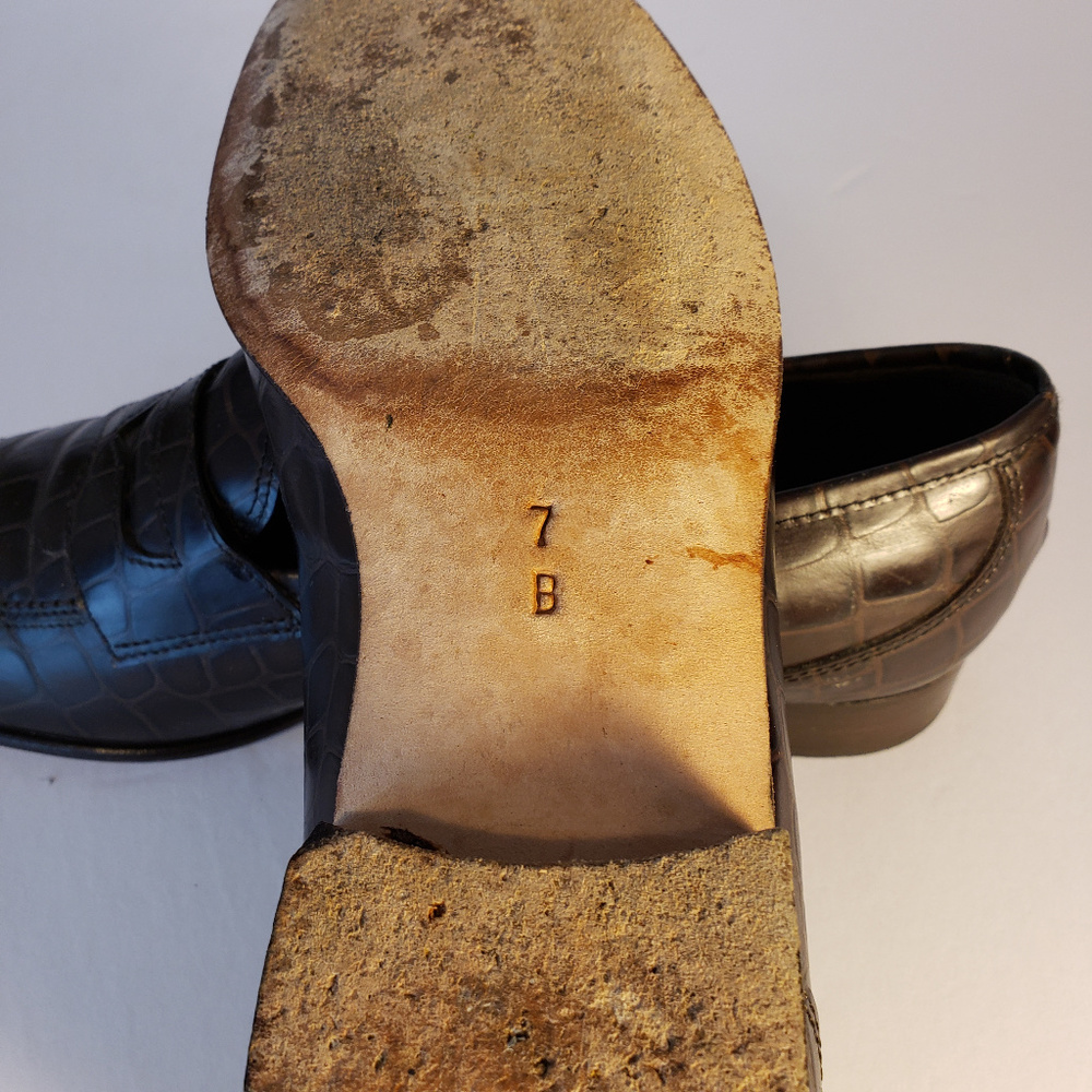 Cole Haan 7B Brown Crocodile Leather Loafer Shoes - Picture 7 of 8